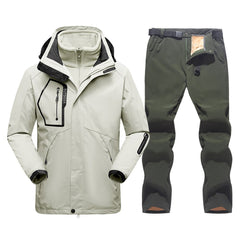 benflower Ski Suit for Men Thicken Warm Windproof Waterproof Jacket and Pants Winter Snowboard Snow Coat Outdoor Skiing Camping Trousers