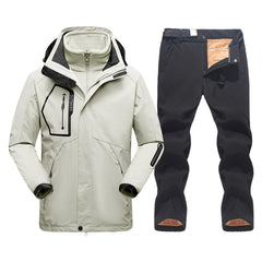 benflower Ski Suit for Men Thicken Warm Windproof Waterproof Jacket and Pants Winter Snowboard Snow Coat Outdoor Skiing Camping Trousers