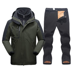 benflower Ski Suit for Men Thicken Warm Windproof Waterproof Jacket and Pants Winter Snowboard Snow Coat Outdoor Skiing Camping Trousers