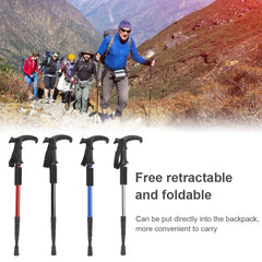 benflower Telescopic Walking Stick Non-slip Hiking Trekking Cane 4-section Aluminum Alloy Walking Pole