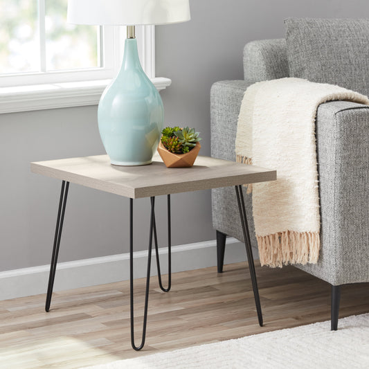 Pallamila Hairpin Leg Square Side Table Living Room Furniture Light Luxury Corner End Table Simple Wooden Balcony Side Tables Small