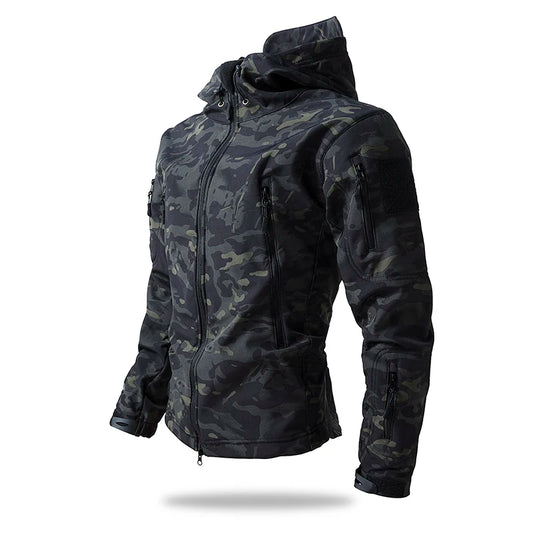 Talanes Shark Skin Soft Shell Tactical Jacket Men Autumn New Waterproof Fleece Hooded Coat