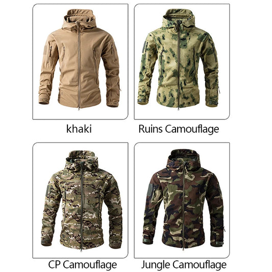 Talanes Shark Skin Soft Shell Tactical Jacket Men Autumn New Waterproof Fleece Hooded Coat
