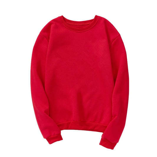 benflower Women's Crew Neck Sweatshirt Solid Color Fleece Long Sleeve Pullover