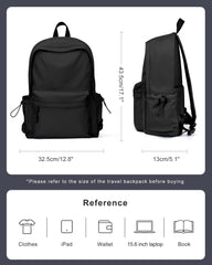 benflower School Backpack Black Bookbag Waterproof College High School Bags Lightweight Travel Backpacks