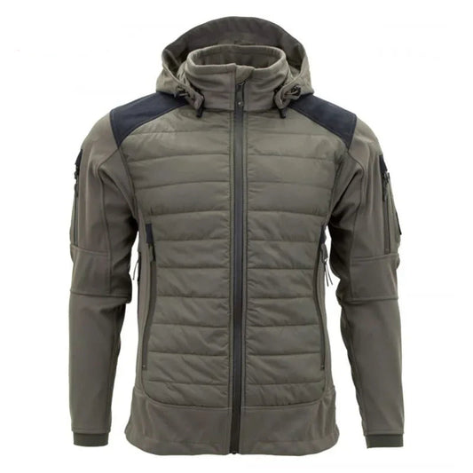 Talanes Tactical Soft Shell Hooded Jackets Mens Outdoor Warm Windproof Waterproof Multiple Pockets Hiking Camouflage Parkas