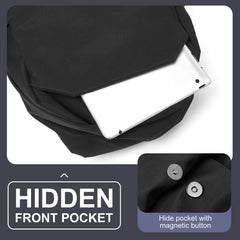 benflower School Backpack Black Bookbag Waterproof College High School Bags Lightweight Travel Backpacks