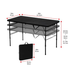 Pallamila 4 Feet Fold-In-Half Adjustable Table, Rich Black