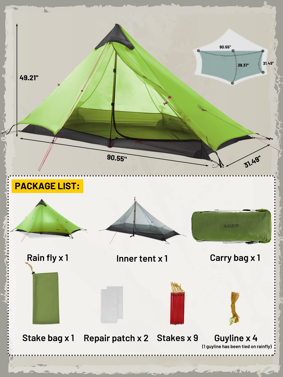 mier lanshan ultralight tent Lanshan 1 Ultralight Tent Backpacking Tents